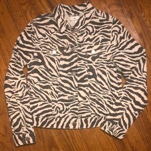 H&M zebra print denim jacket